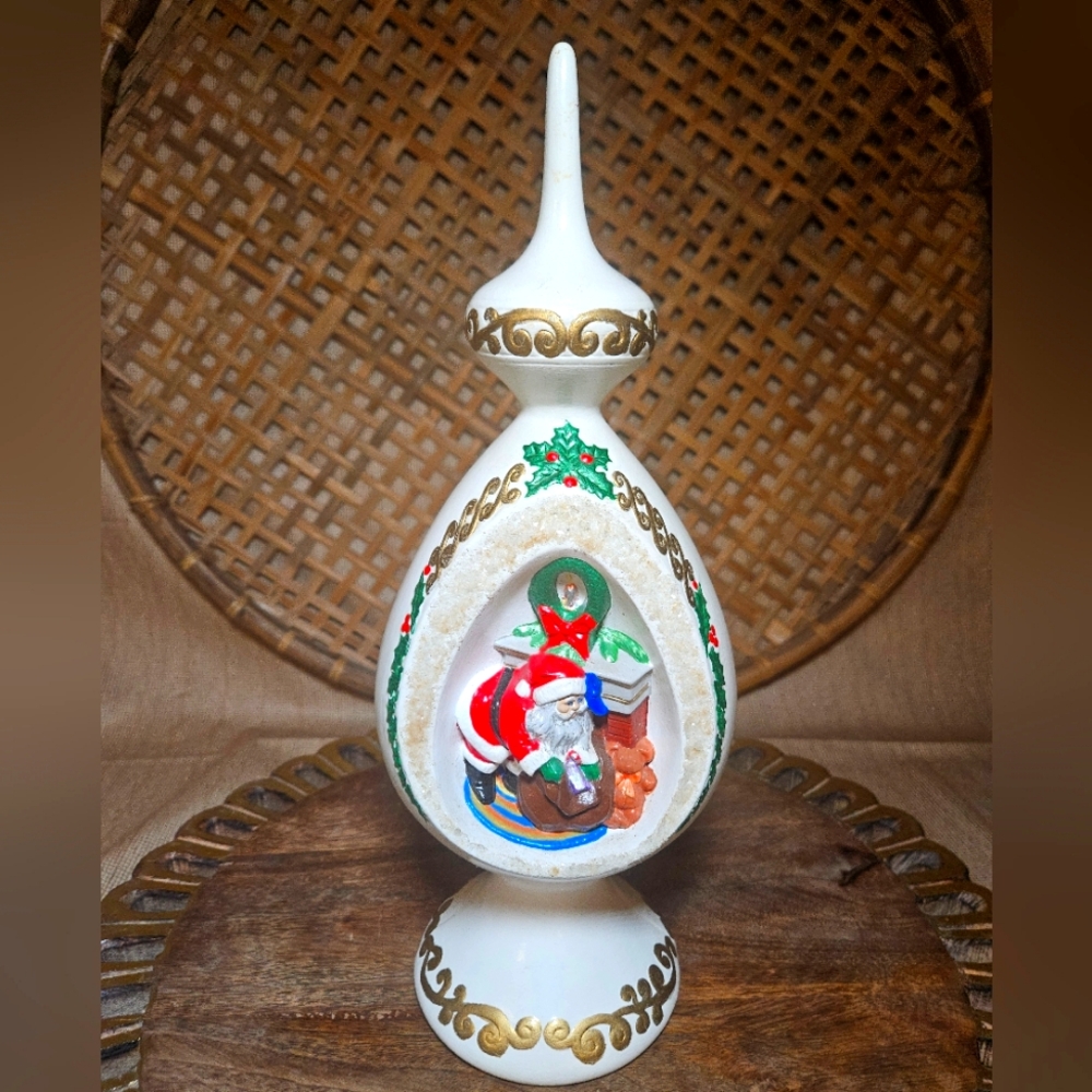 Vintage Byron Molds 1977 Ceramic Christmas Table Top Ornament Tree Topper Santa